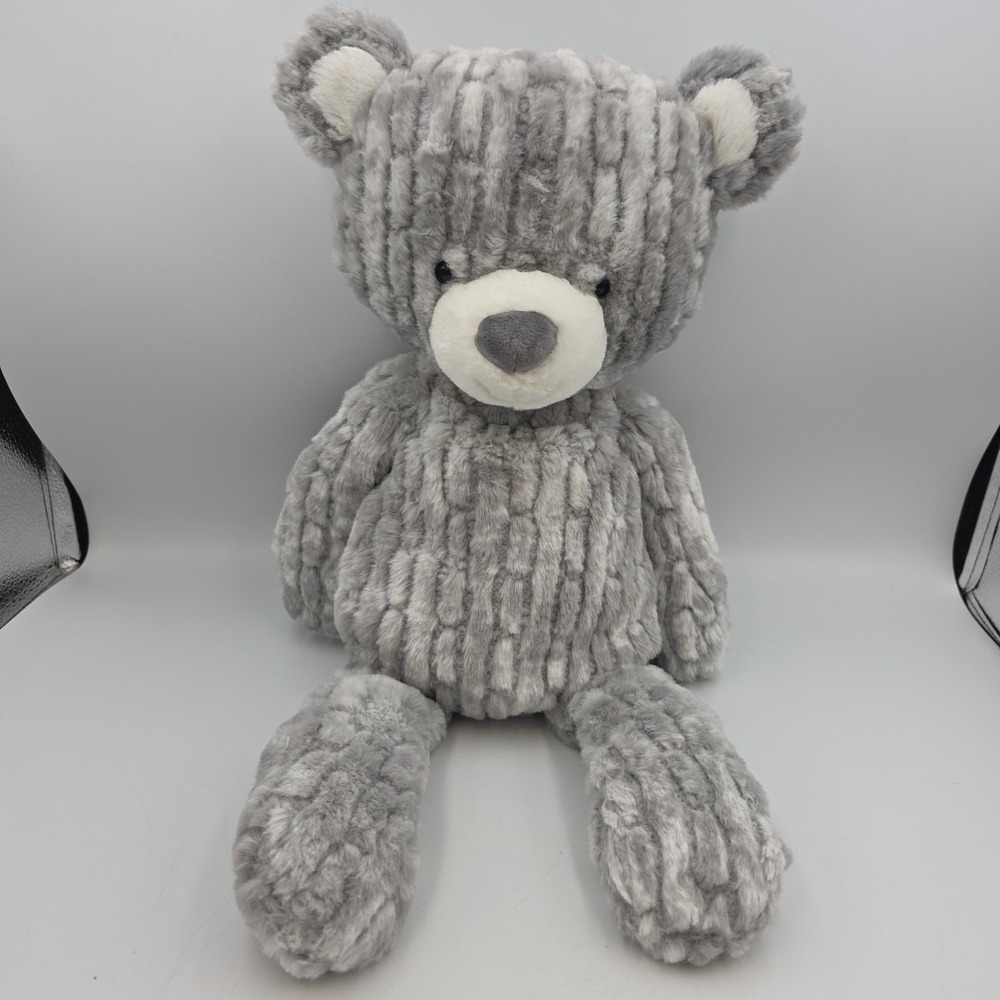 A Mary Meyer Gray Teddy Bear Plush Stuffed Animal Child's Soft Toy Textured 14"